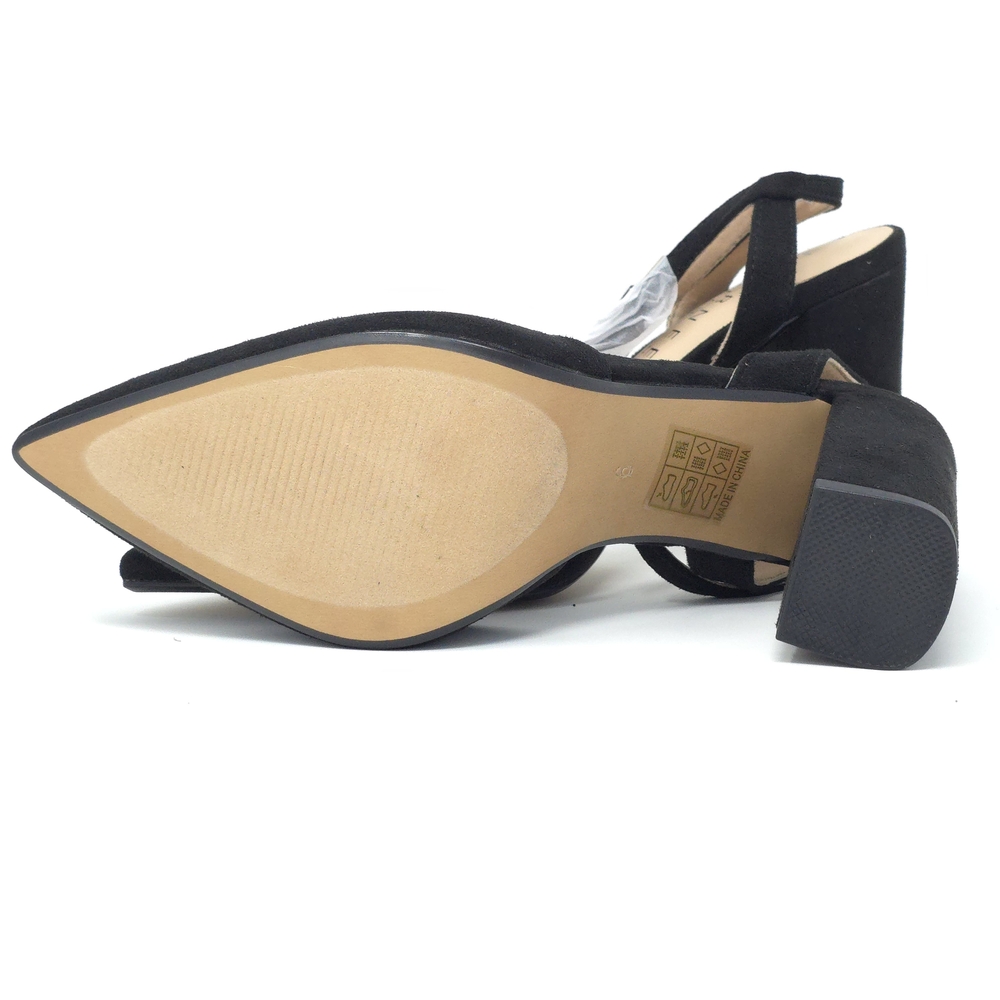 Journee Tyyra Black Vegan Suede Block Heel Pumps Wide US 6 - Picture 6 of 10